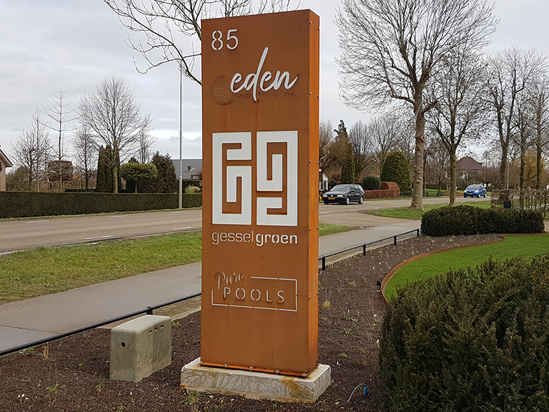 Cortenstaal Reclamebord Reclamezuil Lasersnijden