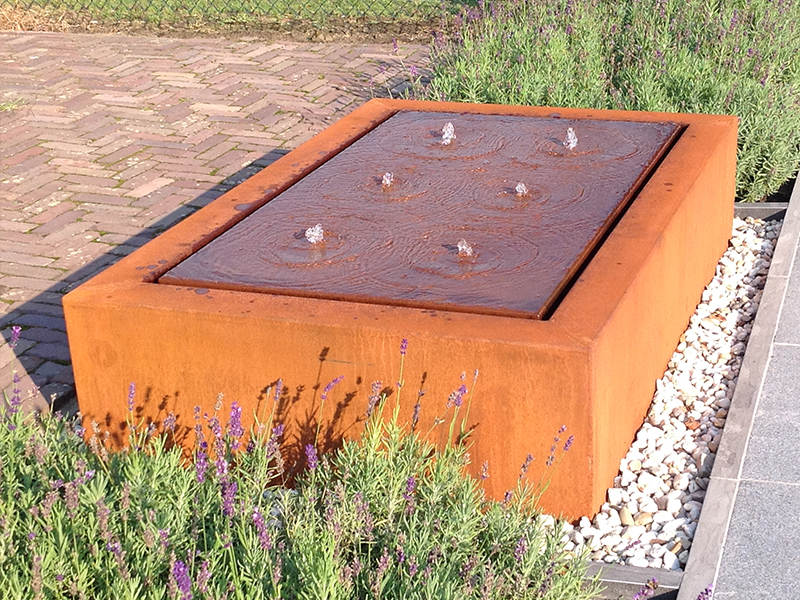 Cortenstaal Waterornament Watertafel Rechthoek