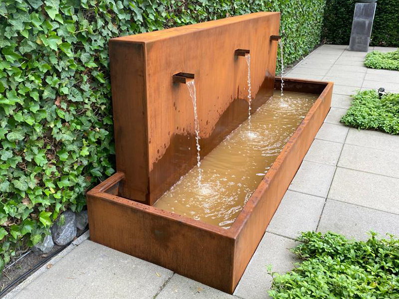 Cortenstaal Waterornament Waterval Waterwand Waterbak